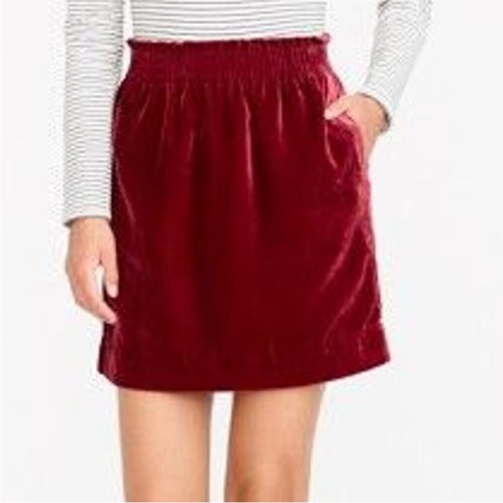 J CREW burgundy velvet skirt